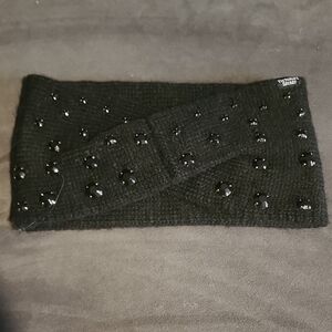 Victoria's Secret Black Knit Headband with Beaded Accents